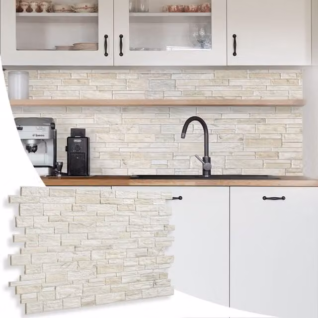 NOVECRAFTO Stone Effect 3D PVC Wall Cladding Panels in Grey/Silver, W: 96 cm, H: 48 cm