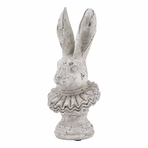 Hill Interiors Stone Effect Ruffle Hare Ornament in Grey