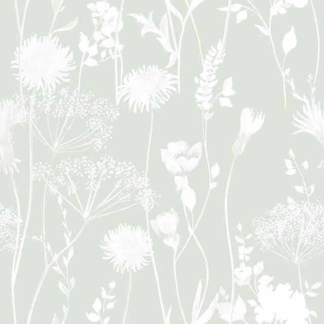 Muriva Meadowsweet Floral Botanical Wallpaper in Green