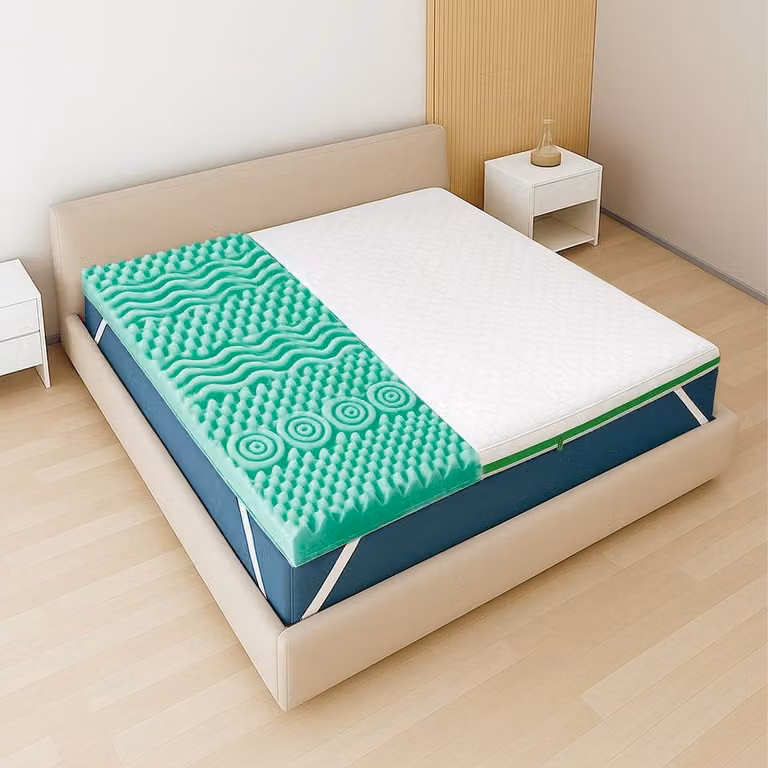 The White Stone Memory Foam Mattress Topper in White, EU Single, with Temperature Regulation and Removable Cover