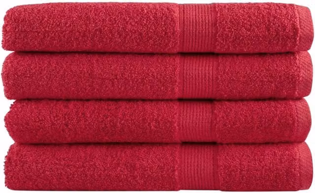 Berkfield Home SOLUND Premium Cotton Sauna Towels, 4 Pack, Red, W: 80 cm, L: 200 cm, 600 gsm