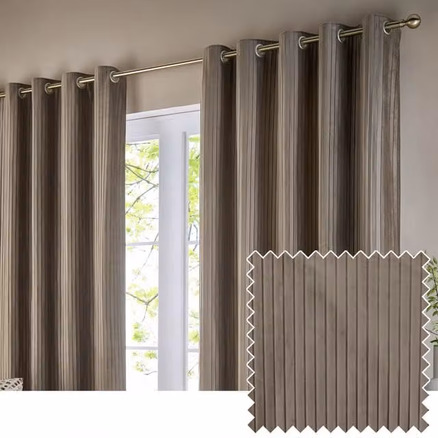 Make It A Home Corinthian Velvet Room Darkening Eyelet Curtains in Brown/Beige, Width: 183 cm, Height: 183 cm