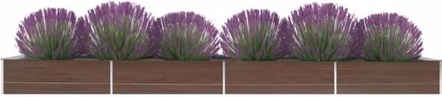 Berkfield Home Garden Brown Galvanised Steel Raised Bed W: 600 cm, D: 80 cm, H: 45 cm