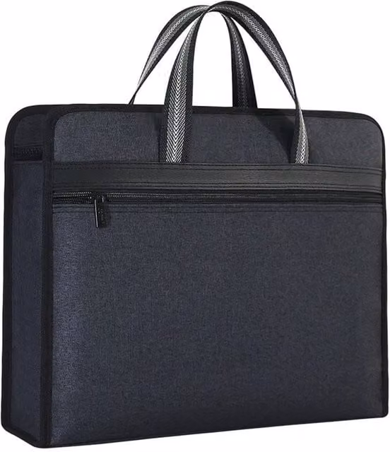 Nordara Black A4 Canvas Waterproof Zip Document Bag and File Folder Holder