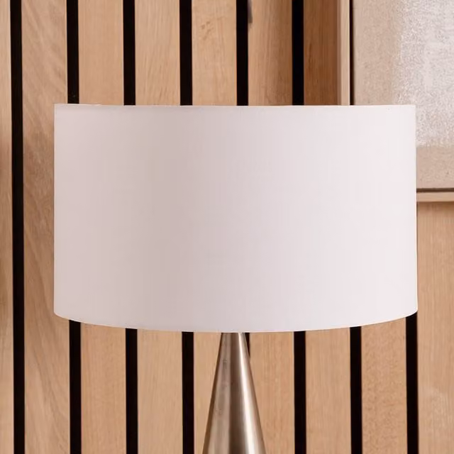 Pacific Lifestyle Classic Cylinder Fabric Lampshade in White and Yellow, Diameter: 45 cm