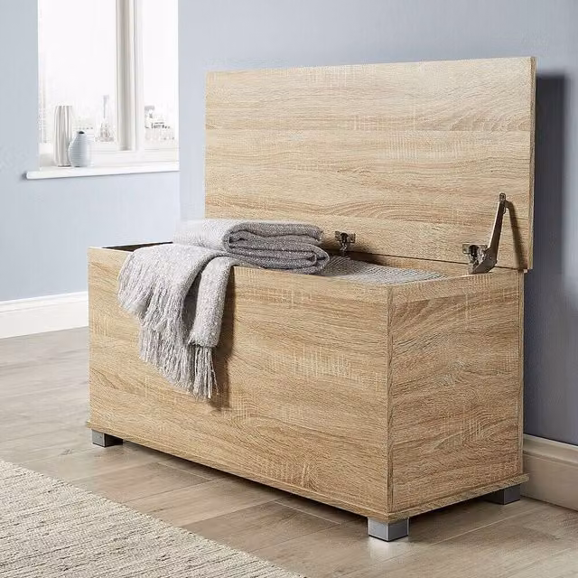 Home Source Malmo Modern Ottoman Storage Chest Unit in Sonoma Oak
