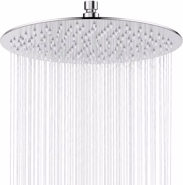 VOGREX Round Stainless Steel Anti-Limescale Overhead Rain Shower Head in Silver, Diameter: 30 cm