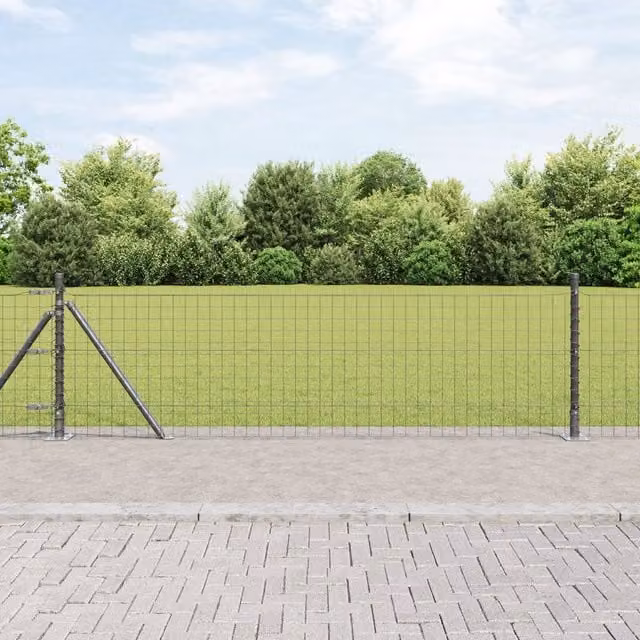 Berkfield Home Set of 13 Round Grey Concrete Fence Posts, W/D/H: 3.2 x 3.2 x 50 cm