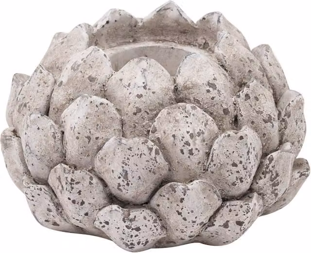 Lemon Pavilion Furniture and Decor Ceramic Tealight Holder in Beige and Grey, W: 14 cm, D: 14 cm, H: 10 cm