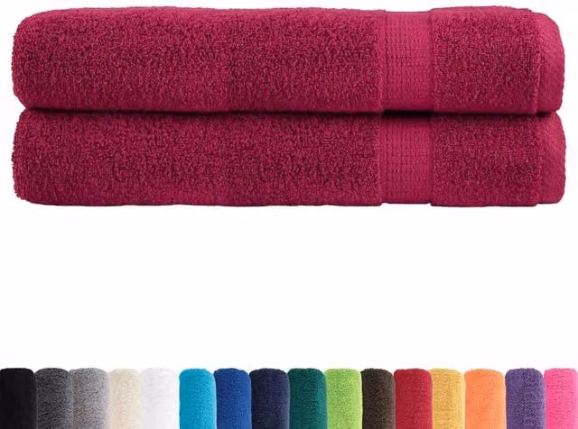 Berkfield Home SOLUND Premium Cotton Terry Towels, 2 Pack, Bordeaux Red, W: 100 cm, L: 200 cm, 600gsm