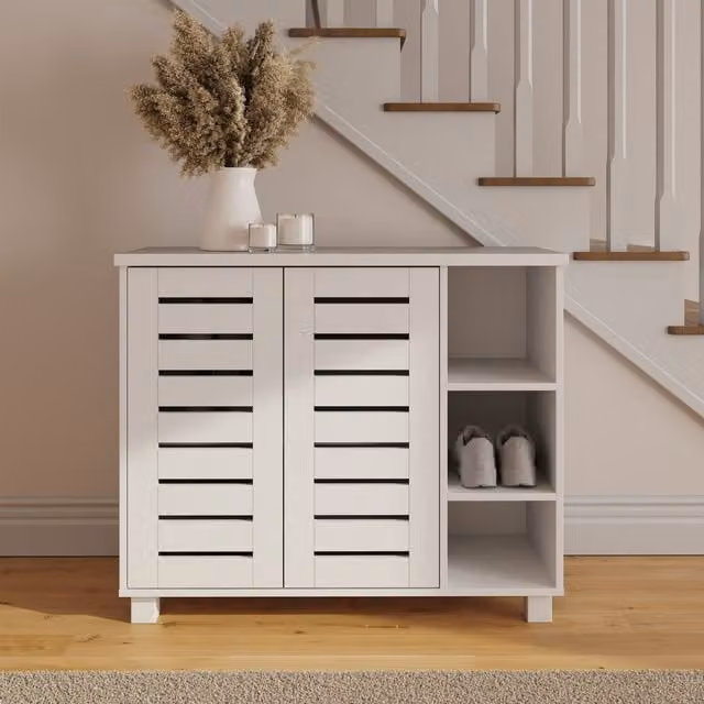 GFW Bodie Modern 2 Door 2 Shelf Shoe Cabinet in White Matt