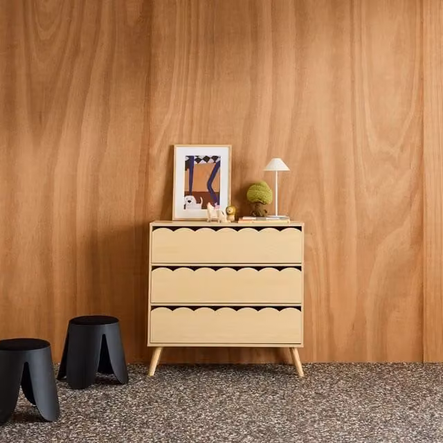 sweeek Scandinavian Wood-effect Childrens 3-Drawer Chest in Brown, W/D/H: 79 x 30 x 80 cm