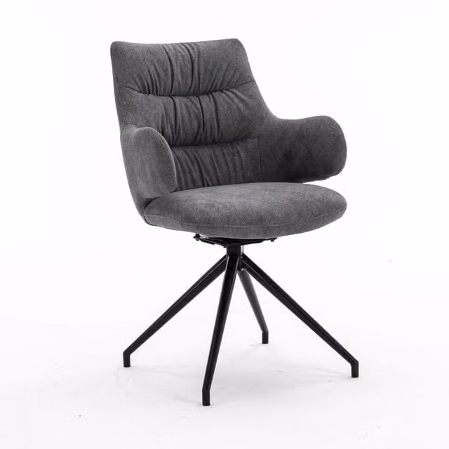 More4Homes Set of 6 Eva Modern Grey Velvet Dining Chairs with Armrests