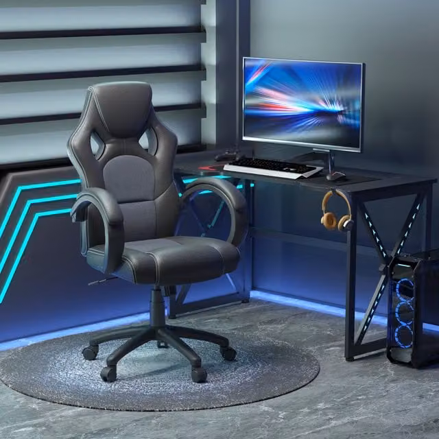 Vinsetto Racing Gaming Chair in Black and Grey with Synthetic Leather and 360 Degree Swivel