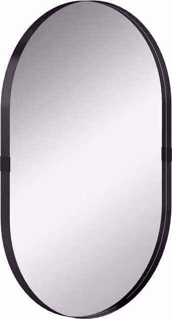 HOMCOM Modern Oval Wall Mirror with Aluminium Alloy Frame, Black, W: 60 cm, H: 90 cm