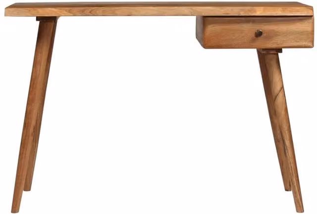 Berkfield Home Solid Acacia Wood Writing Table in Brown, W/D/H: 110 x 50 x 76 cm