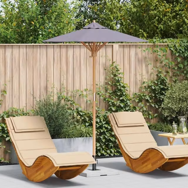 Berkfield Home Garden Parasol in Dark Grey with Bamboo Frame, W: 150 cm, H: 210 cm