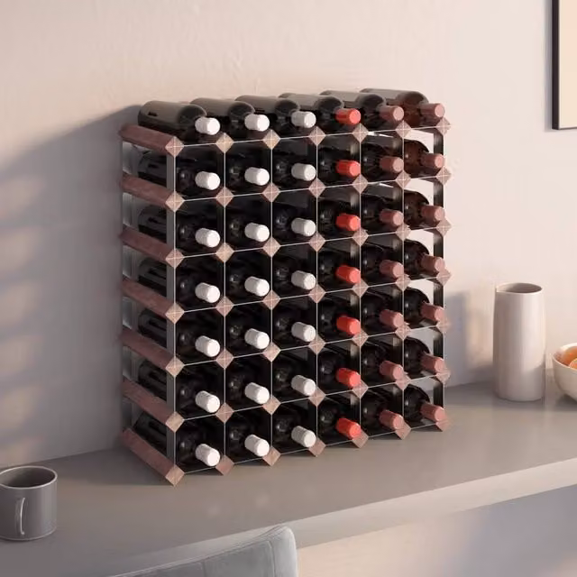 Berkfield Home Rustic Brown Solid Wood Pine Wall Mounted Wine Rack for 42 Bottles