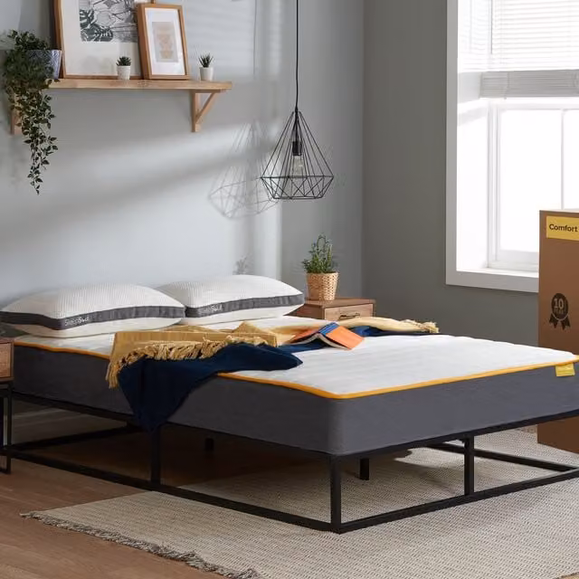 SleepSoul Comfort 800 Pocket Mattress in White, Yellow and Black, W: 150 cm, D: 200 cm