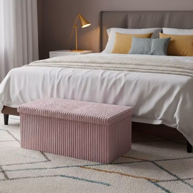 Snug City Pink Corduroy Rectangle Storage Box with Lid