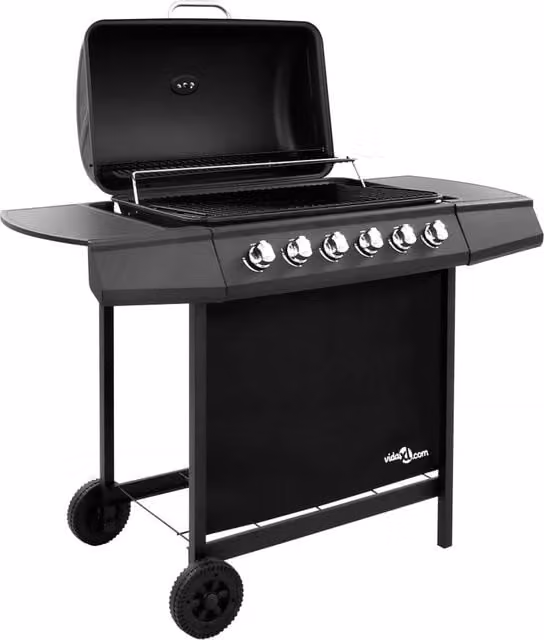 Berkfield Home 6 Burner Gas BBQ Grill with Cart and Thermometer, Black
