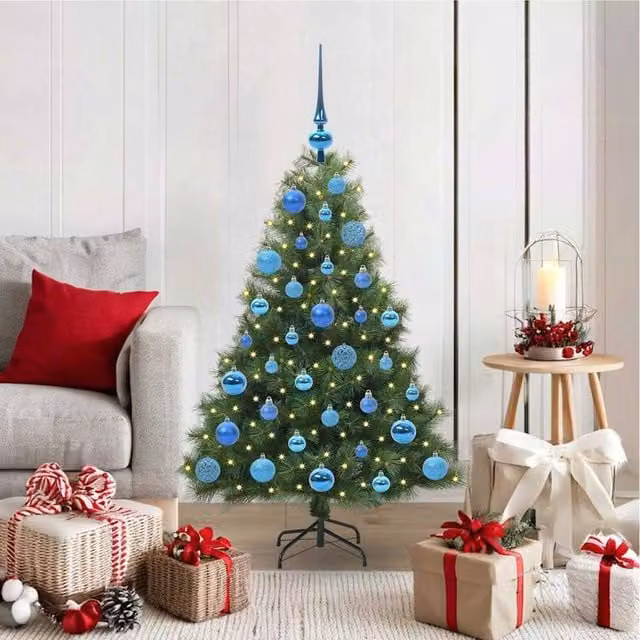 Berkfield Home Artificial Green Christmas Tree with 150 Warm White LEDs, Height: 120 cm