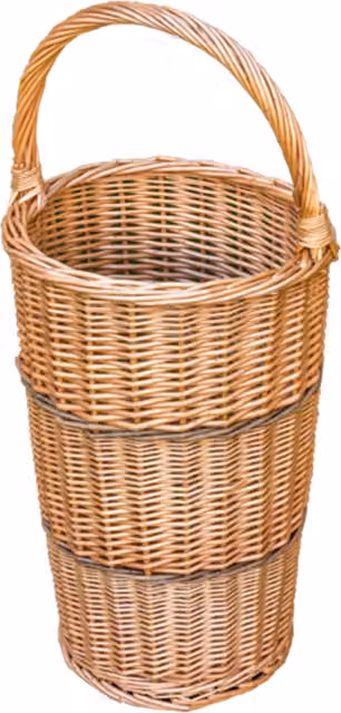 Red Rattan Hamper with Open Weave and Handles in Brown
