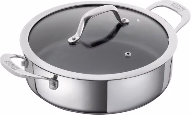 Kuhn Rikon Allround Non-Stick Stainless Steel Serving Pan, Silver, Diameter: 24 cm, Volume: 3 l