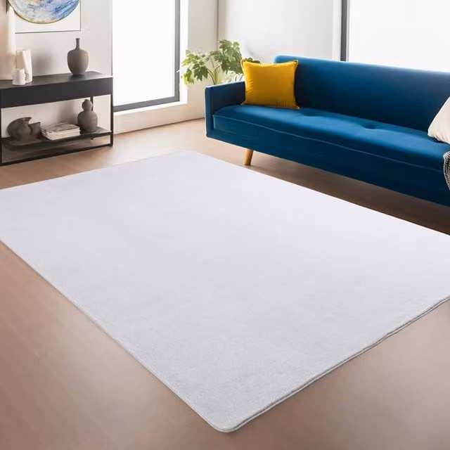 Desire Rugs Snuggly Washable Low Pile Living Room Area Rug in White, W/D/H: 220 x 160 x 1.1 cm