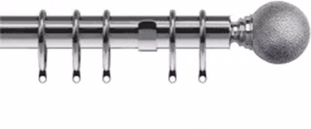 NewEdgeBlinds Metal Curtain Pole Set with Satin Silver Textured Ball Finials, Silver, Length: 310 cm