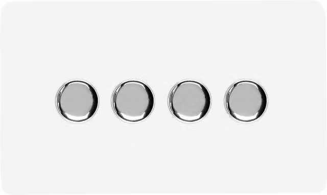 Trendi 4 Gang 2 Way 100w LED Dimmer Screwless 10 Amp Light Switch in Ice White