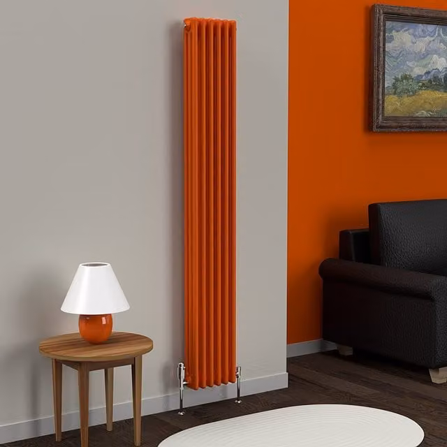 Lux Heat Vertical Coloured Column Radiator in Sunburst Orange, H 180 cm x W 29 cm
