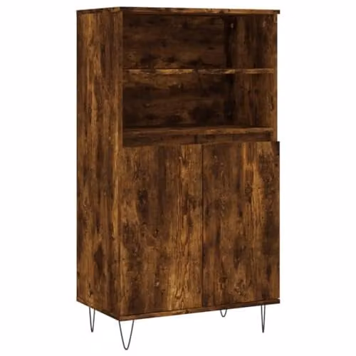 vidaXL Industrial Highboard in Brown Smoked Oak and Metal, W/D/H: 60 x 36 x 110 cm