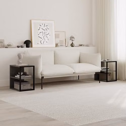 Decortie Set of 2 Modern Side Tables in Mid Grey