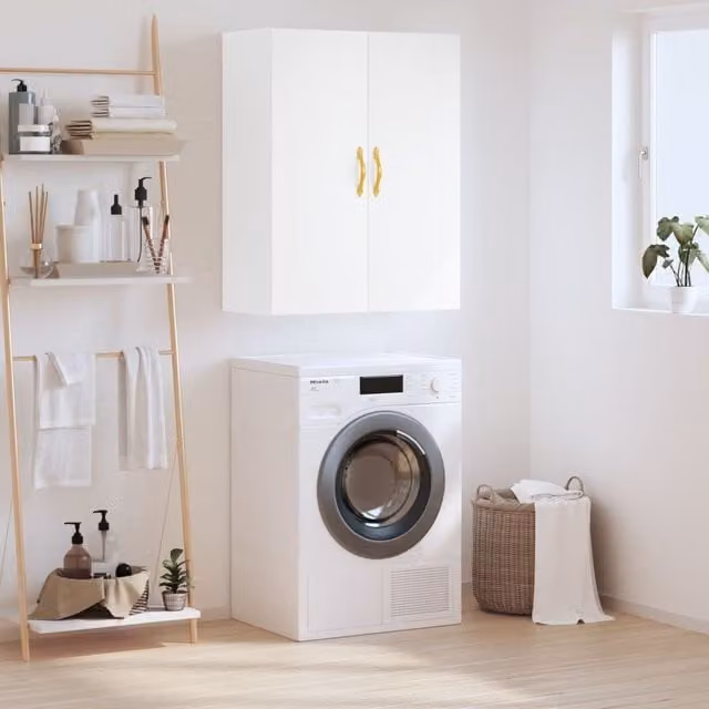 Berkfield Home Wall Mounted Cabinet in White, W: 69.5 cm, D: 34 cm, H: 90 cm