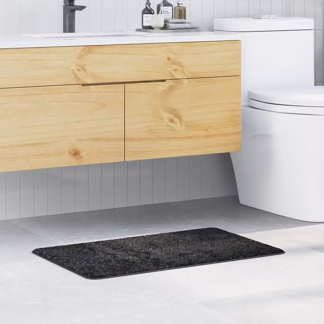 Berkfield Home Rectangular Non-Slip Bath Mat in Grey, W: 80 cm, D: 50 cm