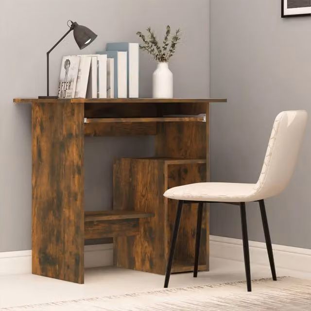 Berkfield Modern Computer Desk in Smoked Oak Brown, W/D/H: 80 x 45 x 74 cm