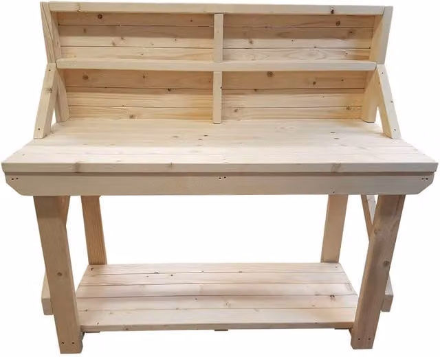 Arbor Garden Solutions Acorn Wooden Workbench with Pegboard and Back Panel, Brown, Width: 150 cm