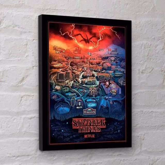 Netflix Hawkins Town Multicolour Framed Paper Poster