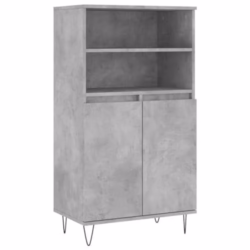 vidaXL Industrial Highboard in Grey with Hinged Doors and Internal Shelves, W/D/H: 60 x 36 x 110 cm