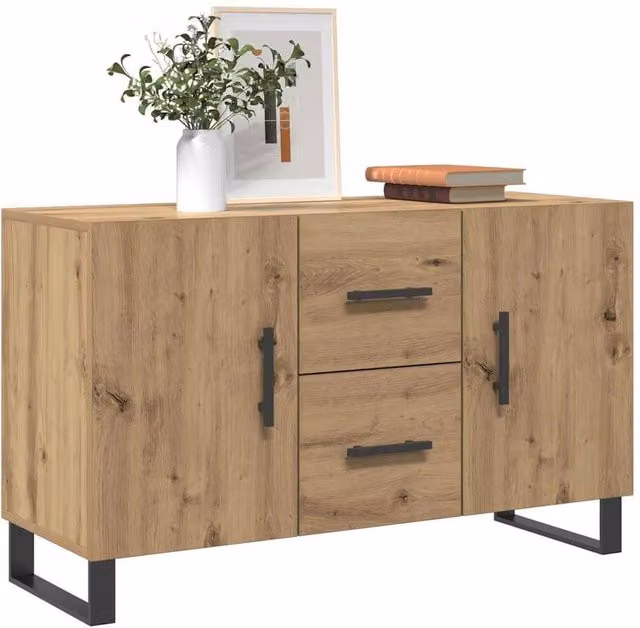 Berkfield Home Artisan Oak Sideboard in Brown, W/D/H: 100 x 36 x 60 cm