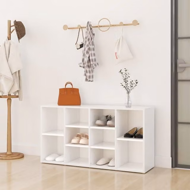 Berkfield Home White Shoe Bench W/D/H: 103 x 30 x 54.5 cm