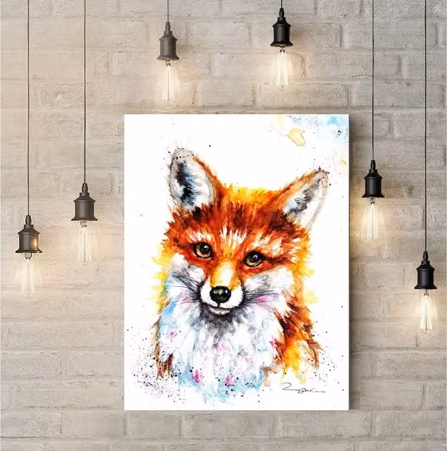 BebesArts Portrait of a Fox Canvas Wall Art, Multicolour, W: 45.72 cm, H: 30.48 cm