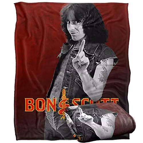 Bon Scott Snake Logo Silky Touch Super Soft Fleece Throw Blanket in White, W/D/H: 152 x 127 cm