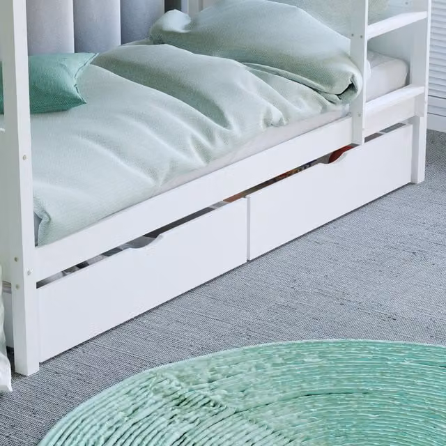 Junior Vida Libra Underbed Storage Drawers, Set of 2, White, H 20 x W 91 x D 60 cm