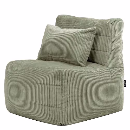 icon Noa Bean Bag Chair in Green Jumbo Cord Fabric