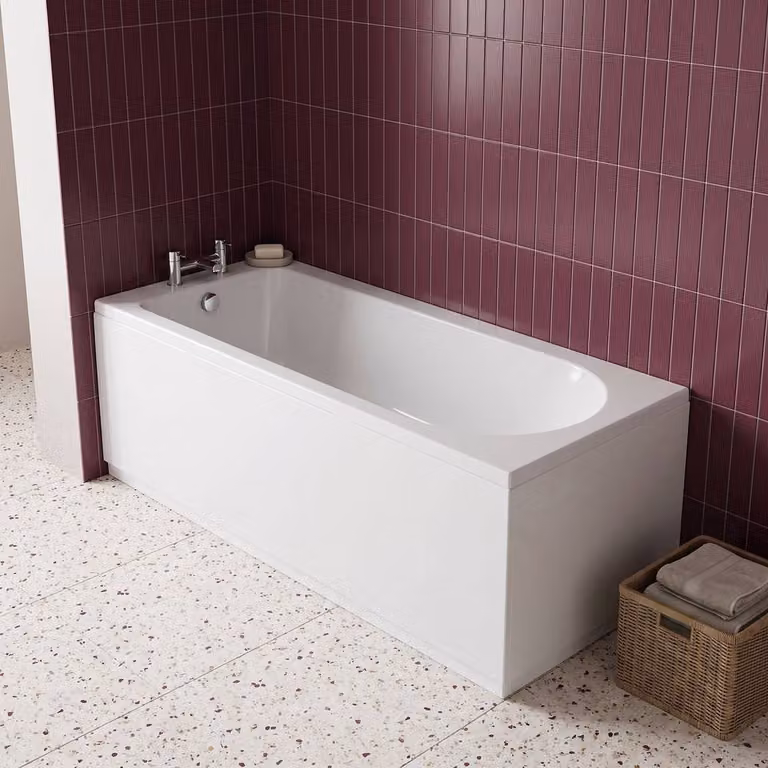 Balterley Round Single Ended Acrylic Bath with Legs, White, W/D/H: 170 x 70 x 40 cm