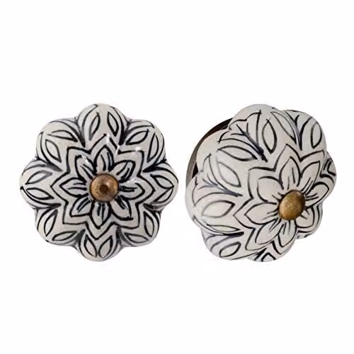Nicola Spring Black Ceramic Cabinet Knobs, Pack of 24