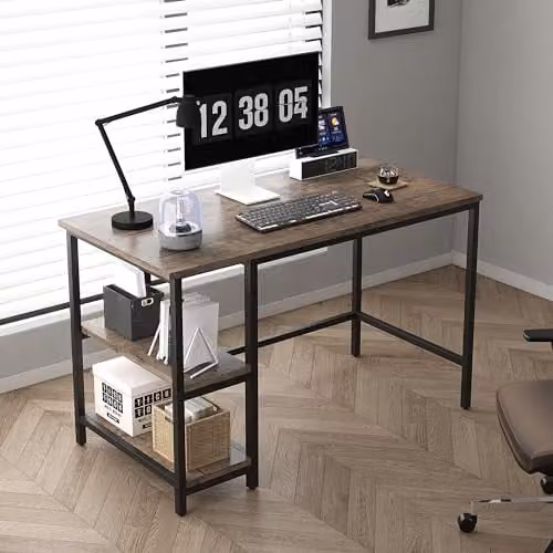 MCC Direct Chicago Computer Desk in Grey with 2 Shelves, W: 100 cm
