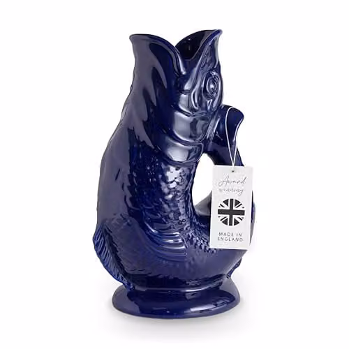 Wade Albert White Fish Jug, Ceramic, Blue and White, 1.2 l